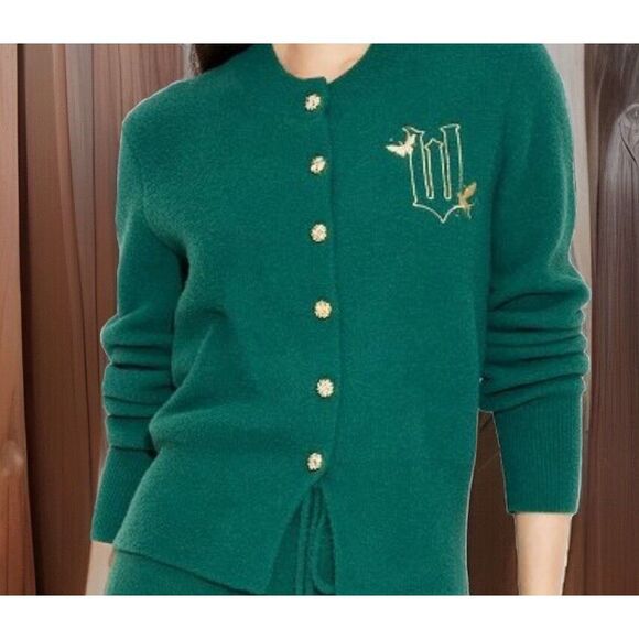 Wicked Sweaters - Wicked Paul Tazewell Sweater S Emerald Green Gold Embroidered Cardigan Elphaba